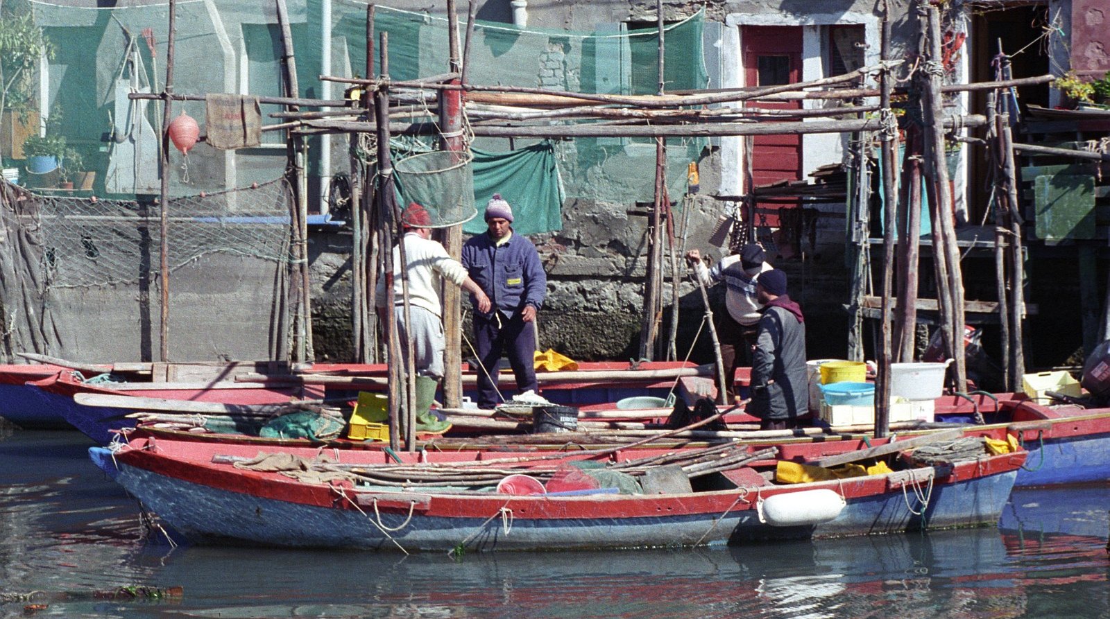 Fishermen working on the docks at Chioggia, at the southern edge of the lagoon.