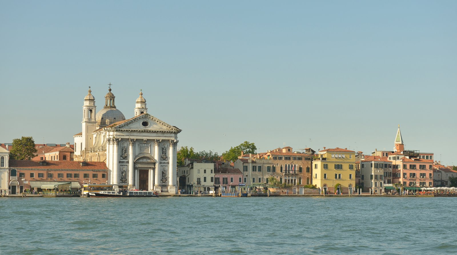The Giudecca Canal with the Zattere waterfront and Gesuati church across the water.