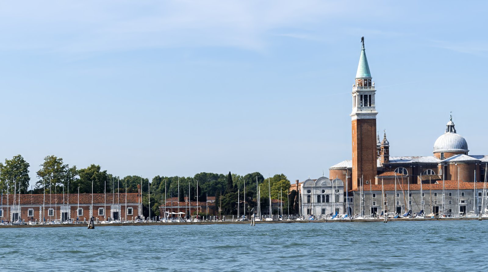The waterfront and church of San Giorgio Maggiore seen across the Bacino di San Marco.
