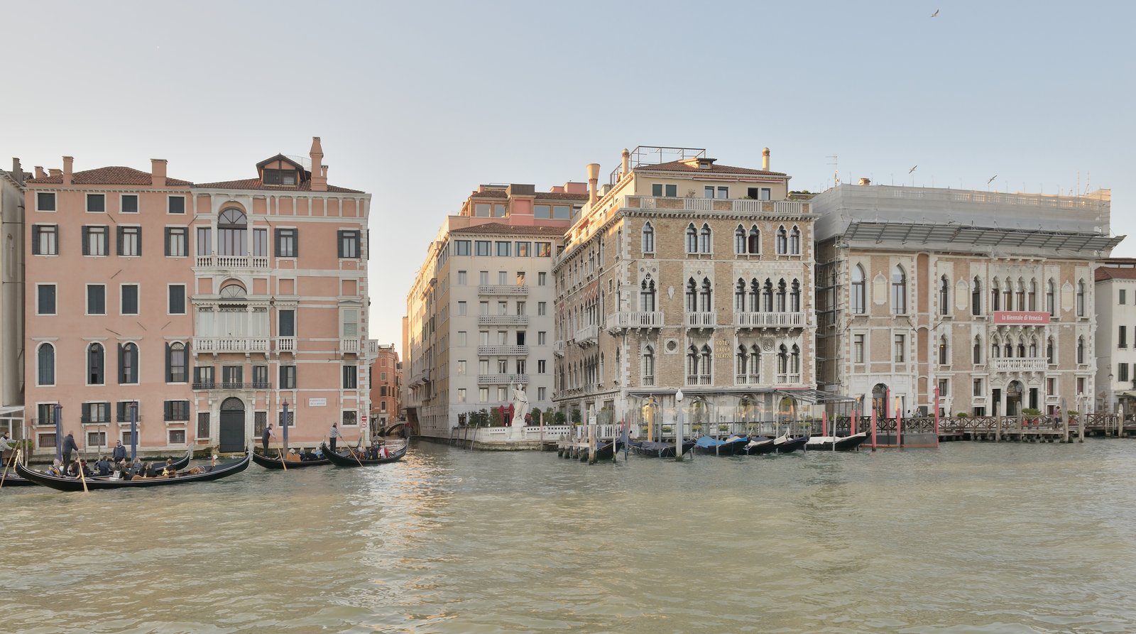 A row of historic palazzo facades along the Grand Canal.